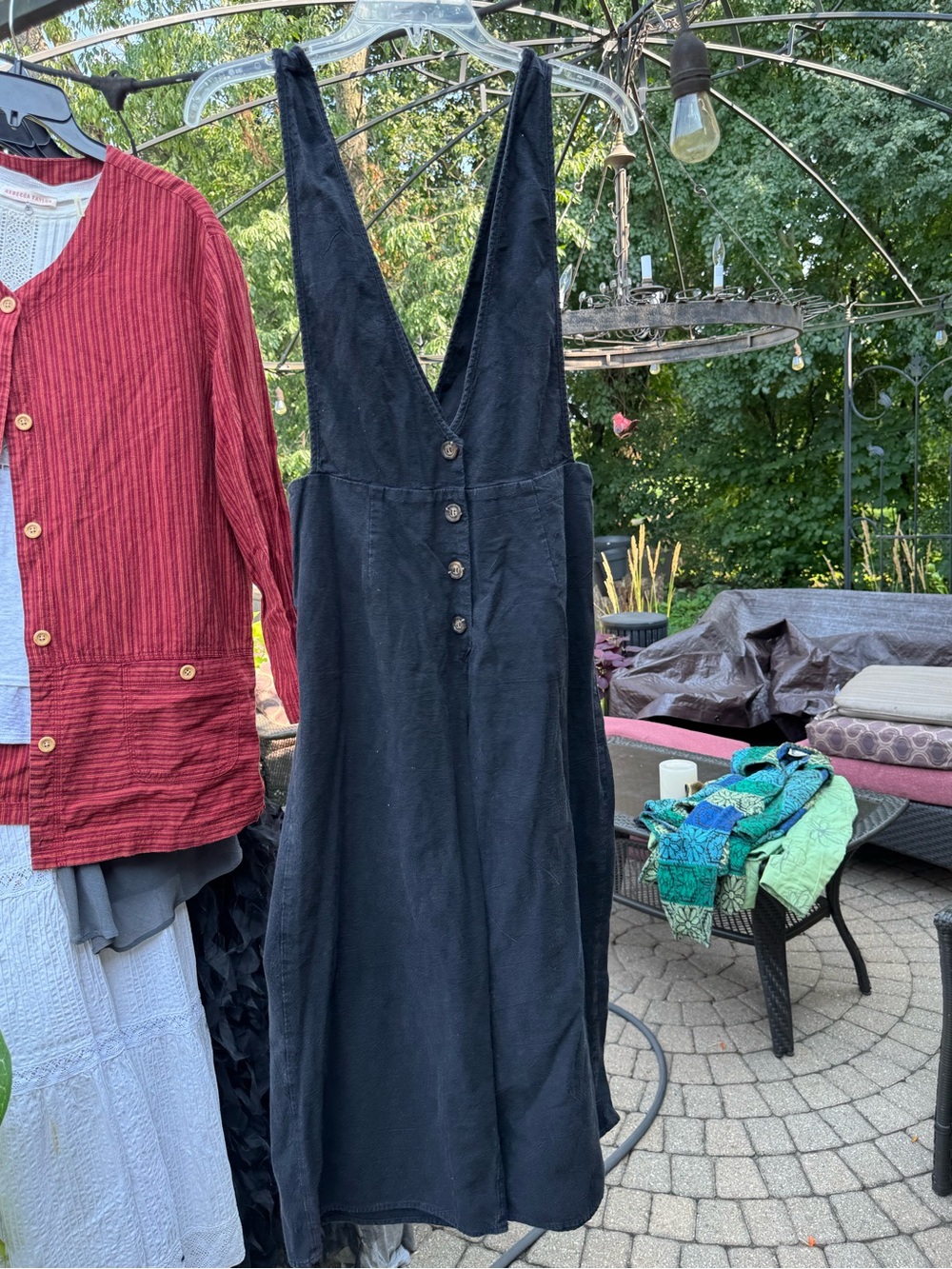 Women’s Black V-Neck Button-Front jumpsuit